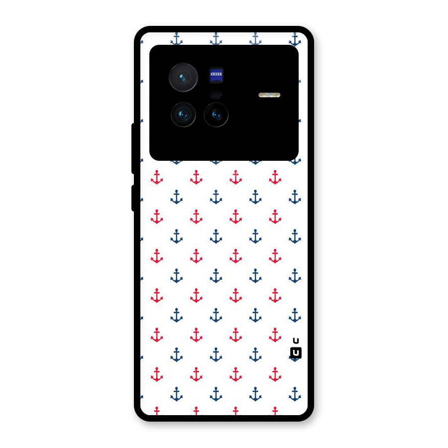 Minimal Anchor Pattern Glass Back Case for Vivo X80