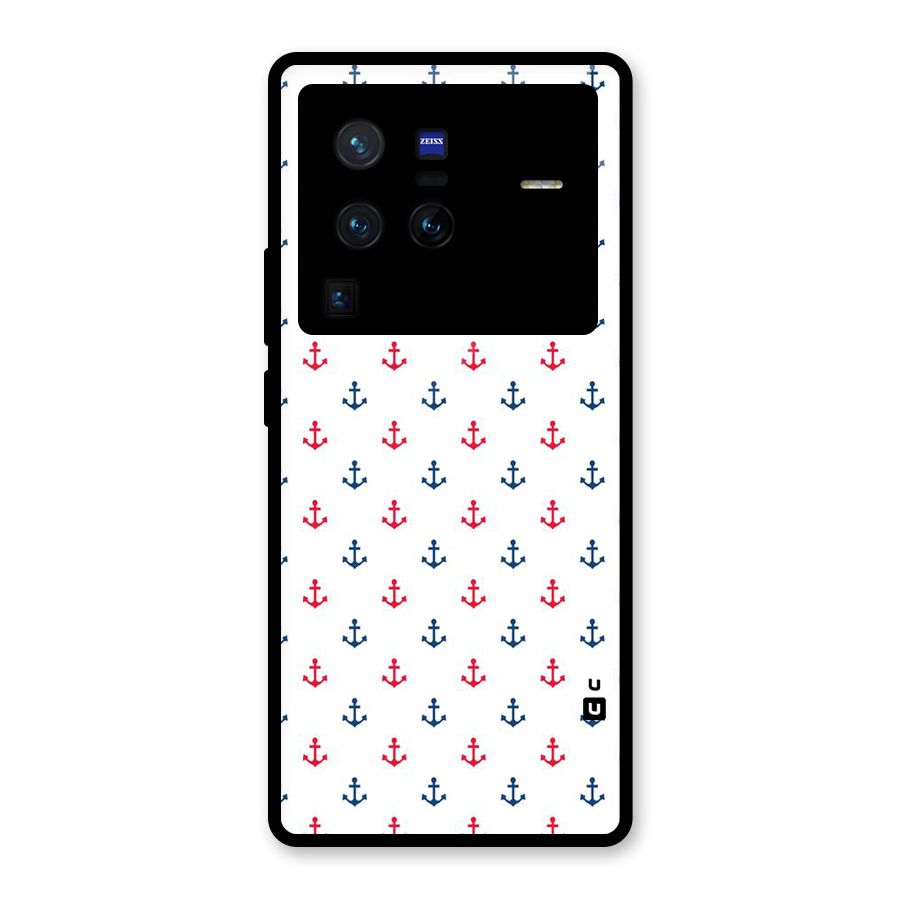 Minimal Anchor Pattern Glass Back Case for Vivo X80 Pro