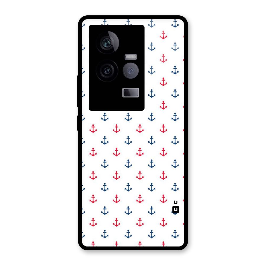 Minimal Anchor Pattern Glass Back Case for Vivo iQOO 11 5G