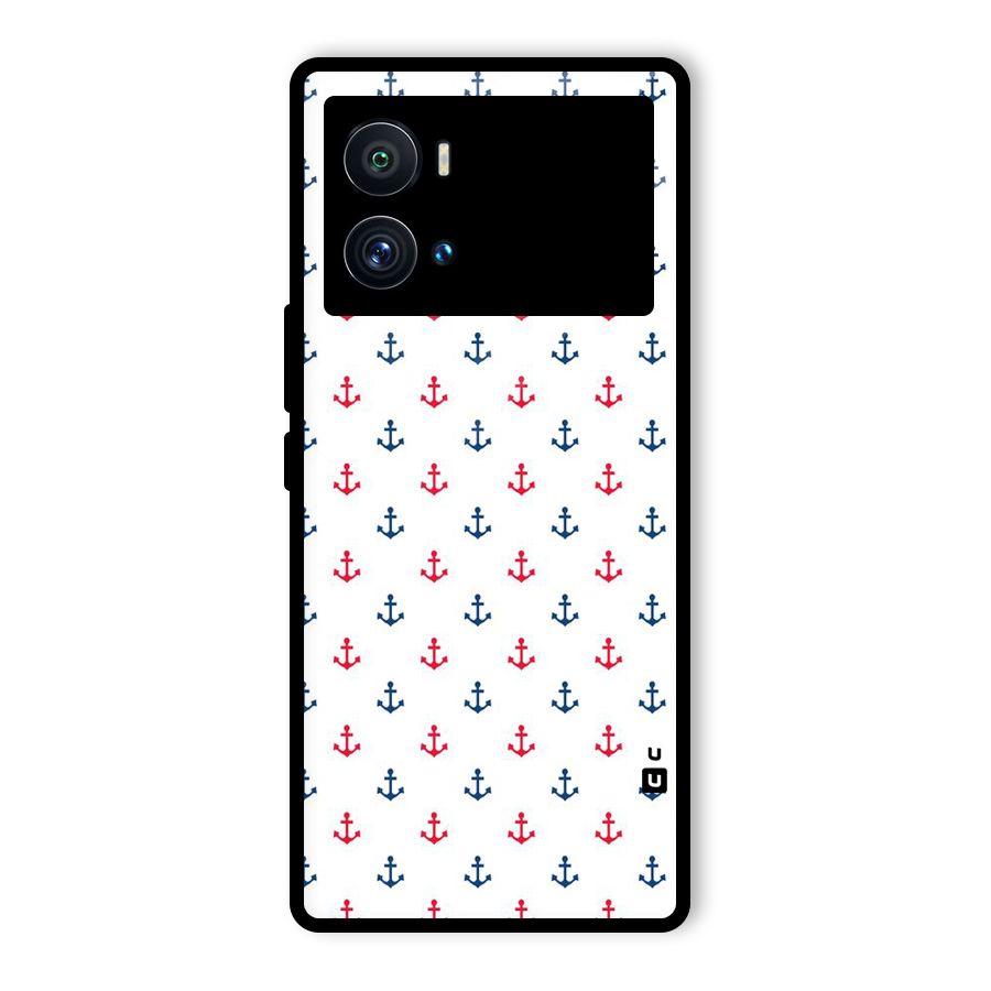 Minimal Anchor Pattern Glass Back Case for Vivo iQOO 9 Pro