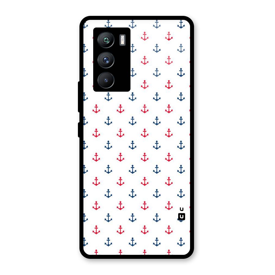 Minimal Anchor Pattern Glass Back Case for Vivo iQOO 9 SE