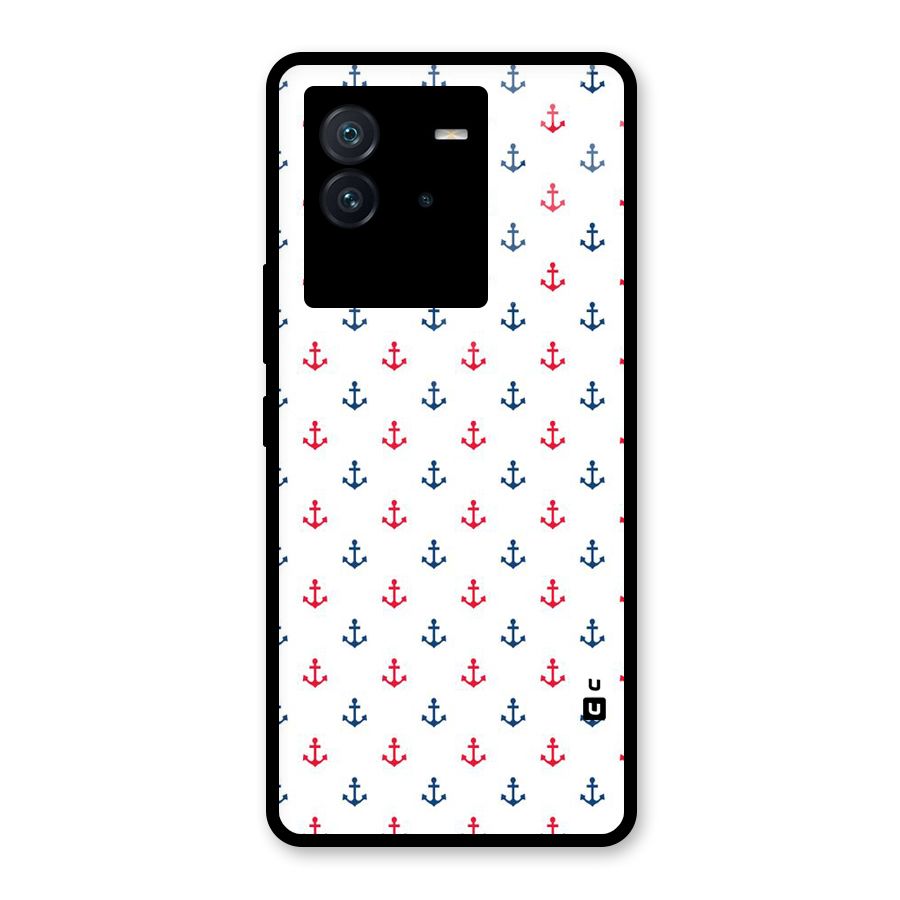 Minimal Anchor Pattern Glass Back Case for Vivo iQOO Neo 6 5G