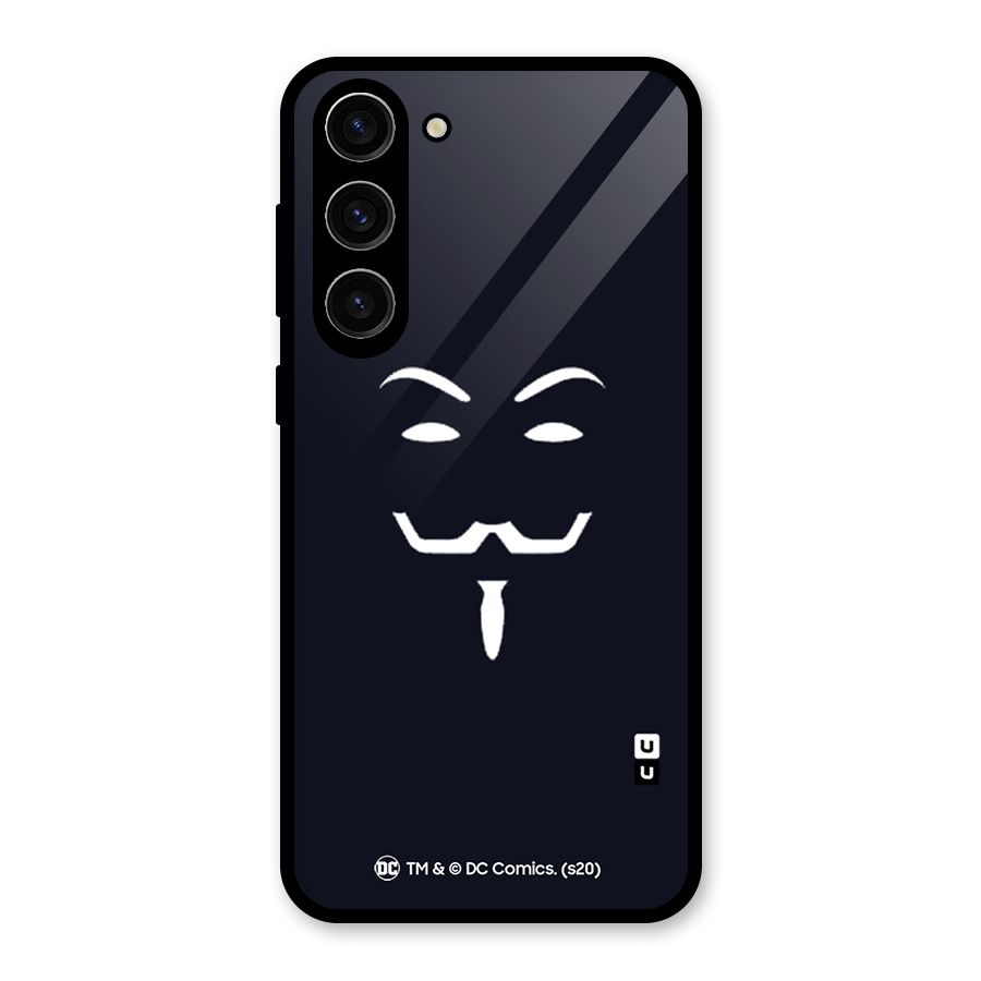 Minimal Anonymous Mask Glass Back Case for Galaxy S23 Plus