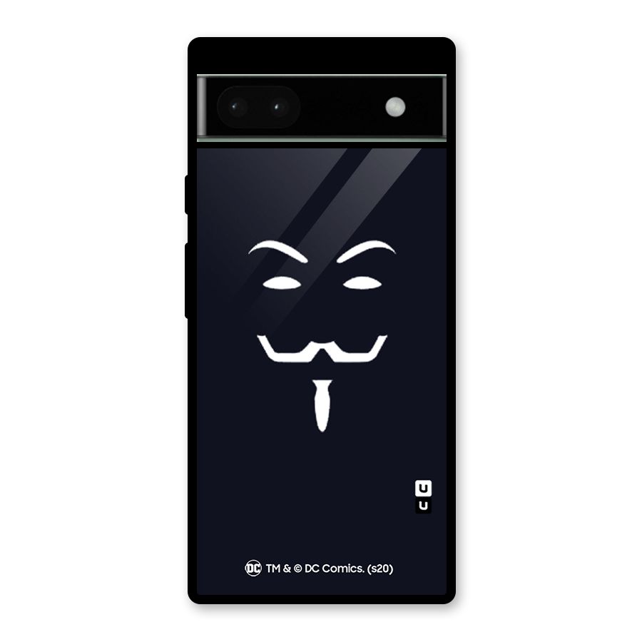 Minimal Anonymous Mask Glass Back Case for Google Pixel 6a