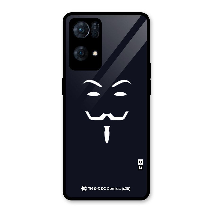 Minimal Anonymous Mask Glass Back Case for Oppo Reno7 Pro 5G