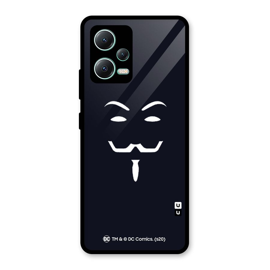 Minimal Anonymous Mask Glass Back Case for Redmi Note 12 5G