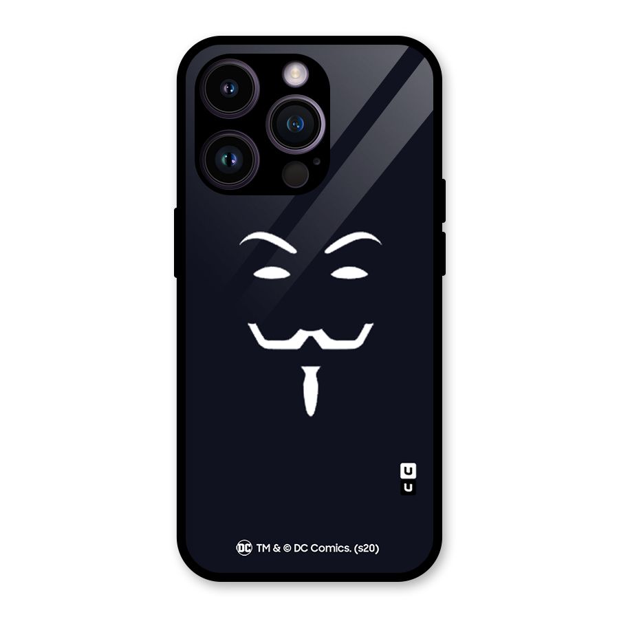 Minimal Anonymous Mask Glass Back Case for iPhone 14 Pro