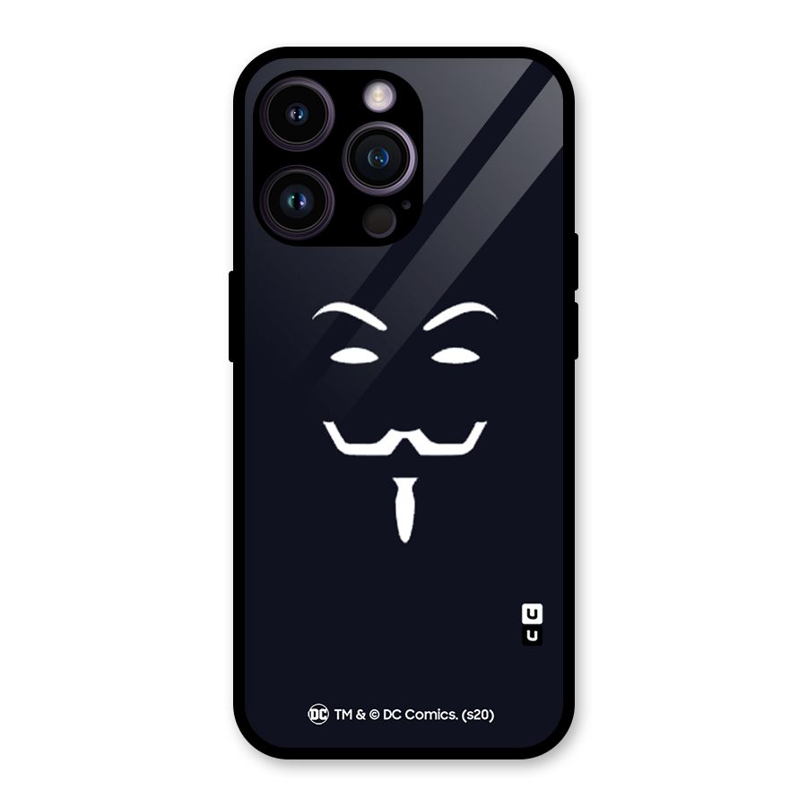 Minimal Anonymous Mask Glass Back Case for iPhone 14 Pro Max