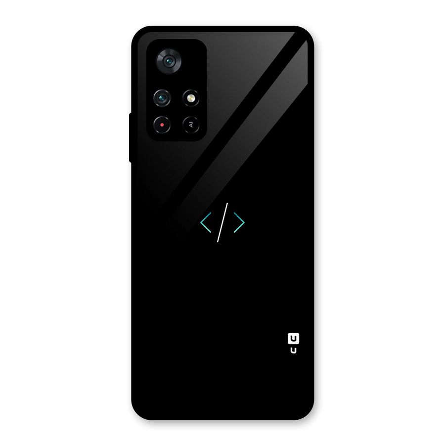 Minimal Dark Coding Glass Back Case for Poco M4 Pro 5G