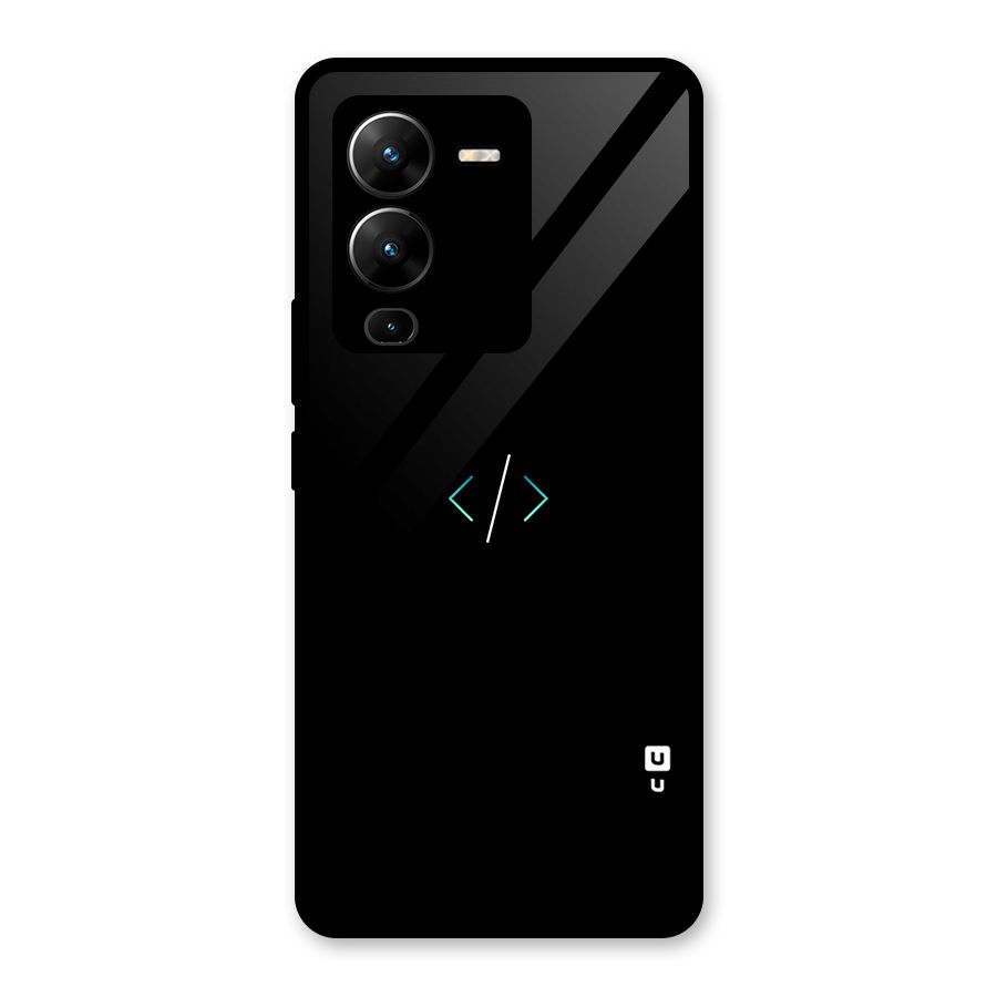 Minimal Dark Coding Glass Back Case for Vivo V25 Pro