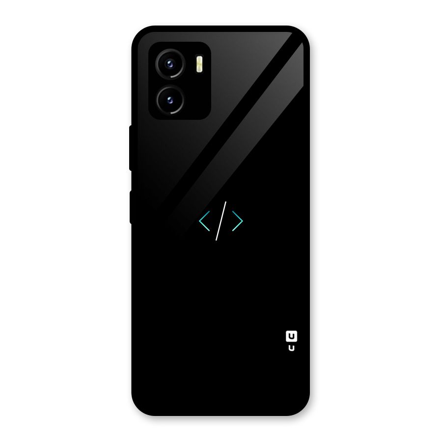 Minimal Dark Coding Glass Back Case for Vivo Y15s