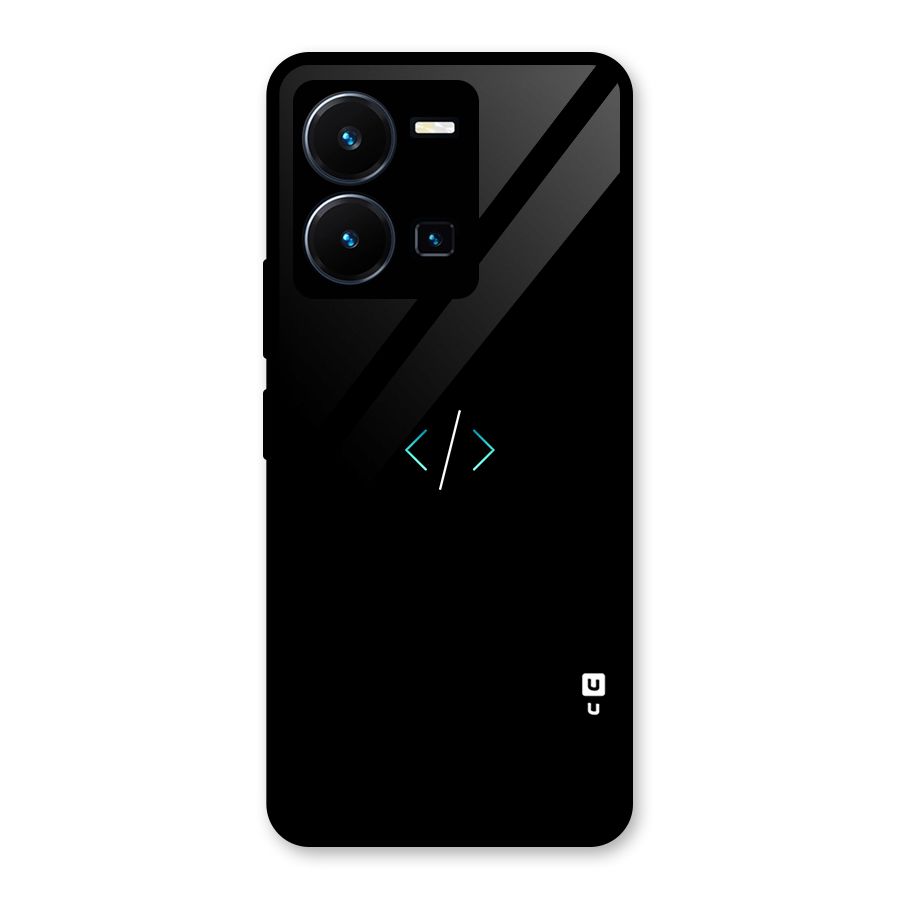 Minimal Dark Coding Glass Back Case for Vivo Y35