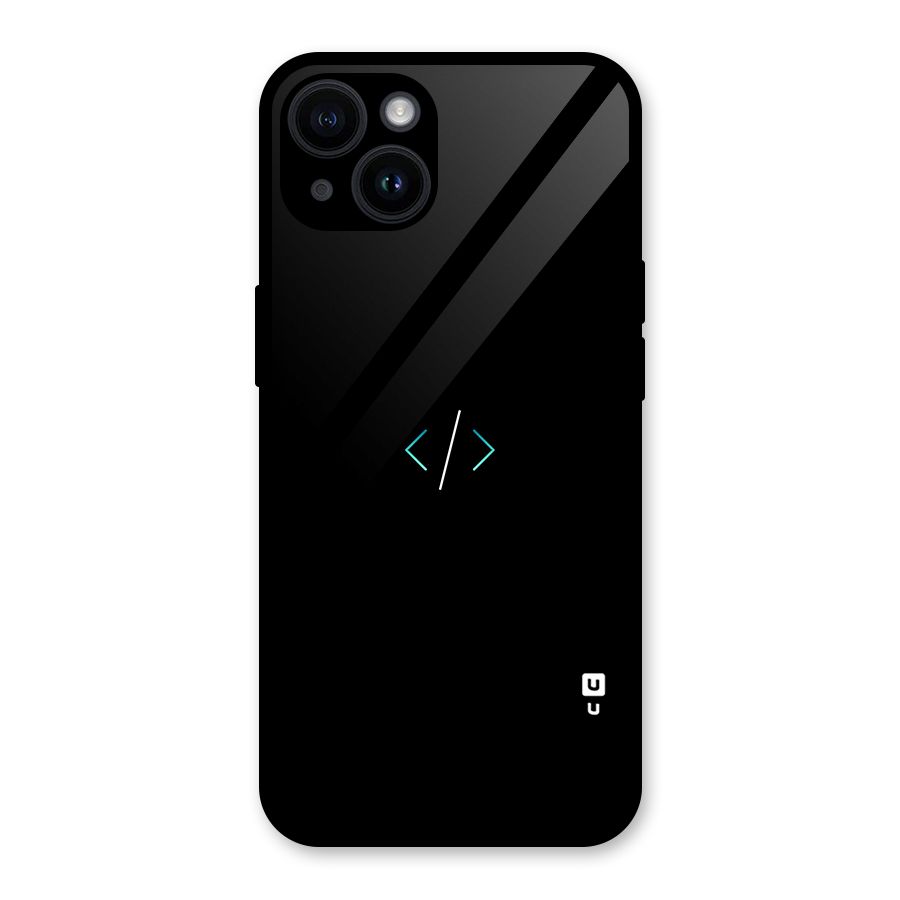 Minimal Dark Coding Glass Back Case for iPhone 14