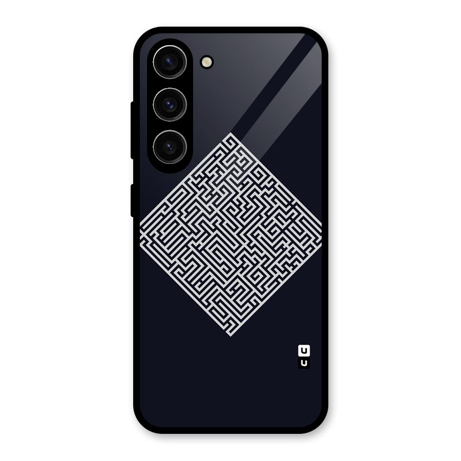 Minimal Maze Pattern Glass Back Case for Galaxy S23
