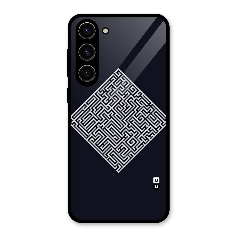 Minimal Maze Pattern Glass Back Case for Galaxy S23 Plus