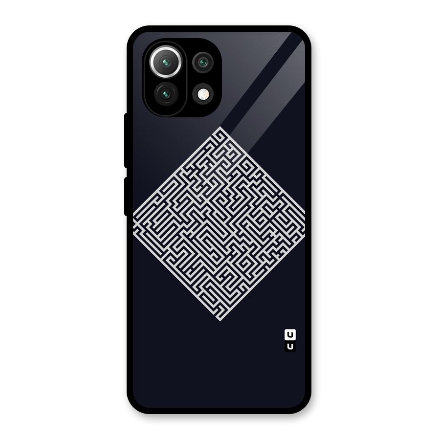 Minimal Maze Pattern Glass Back Case for Mi 11 Lite NE 5G
