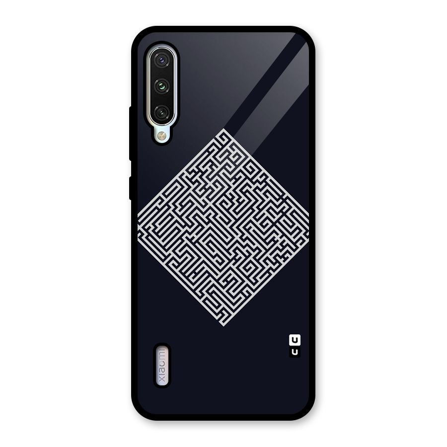 Minimal Maze Pattern Glass Back Case for Mi A3