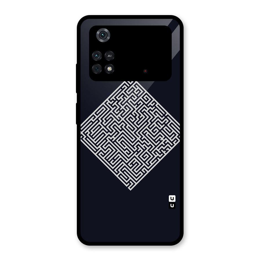 Minimal Maze Pattern Glass Back Case for Poco M4 Pro 4G