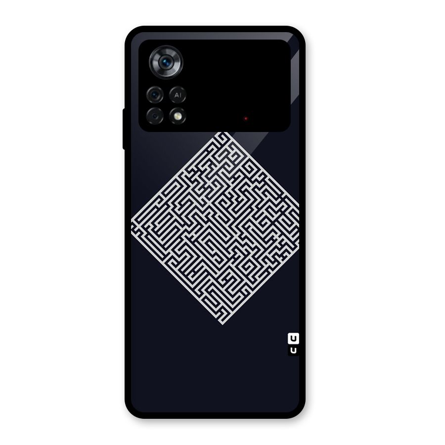 Minimal Maze Pattern Glass Back Case for Poco X4 Pro 5G