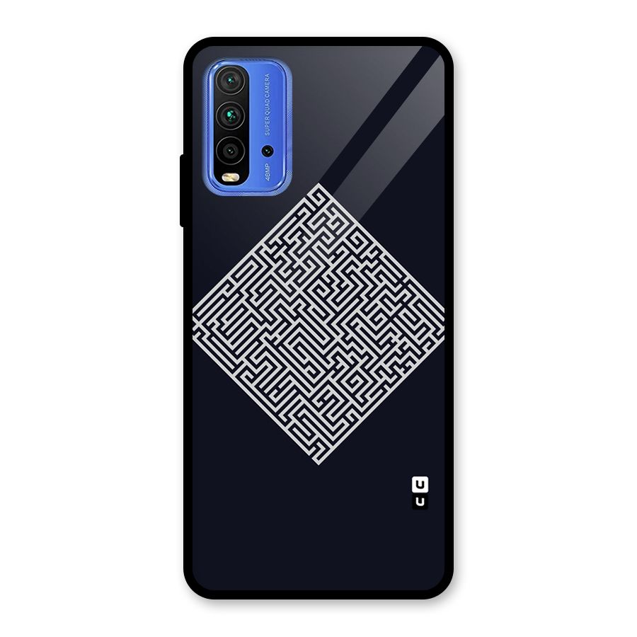 Minimal Maze Pattern Glass Back Case for Redmi 9 Power