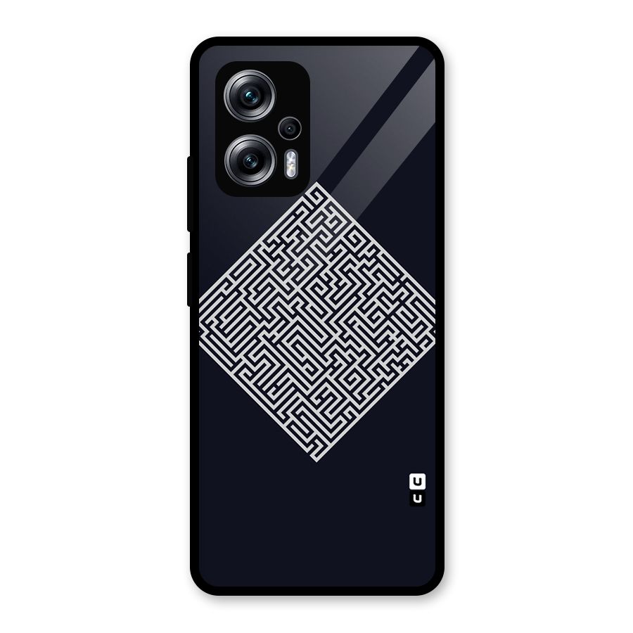 Minimal Maze Pattern Glass Back Case for Redmi K50i