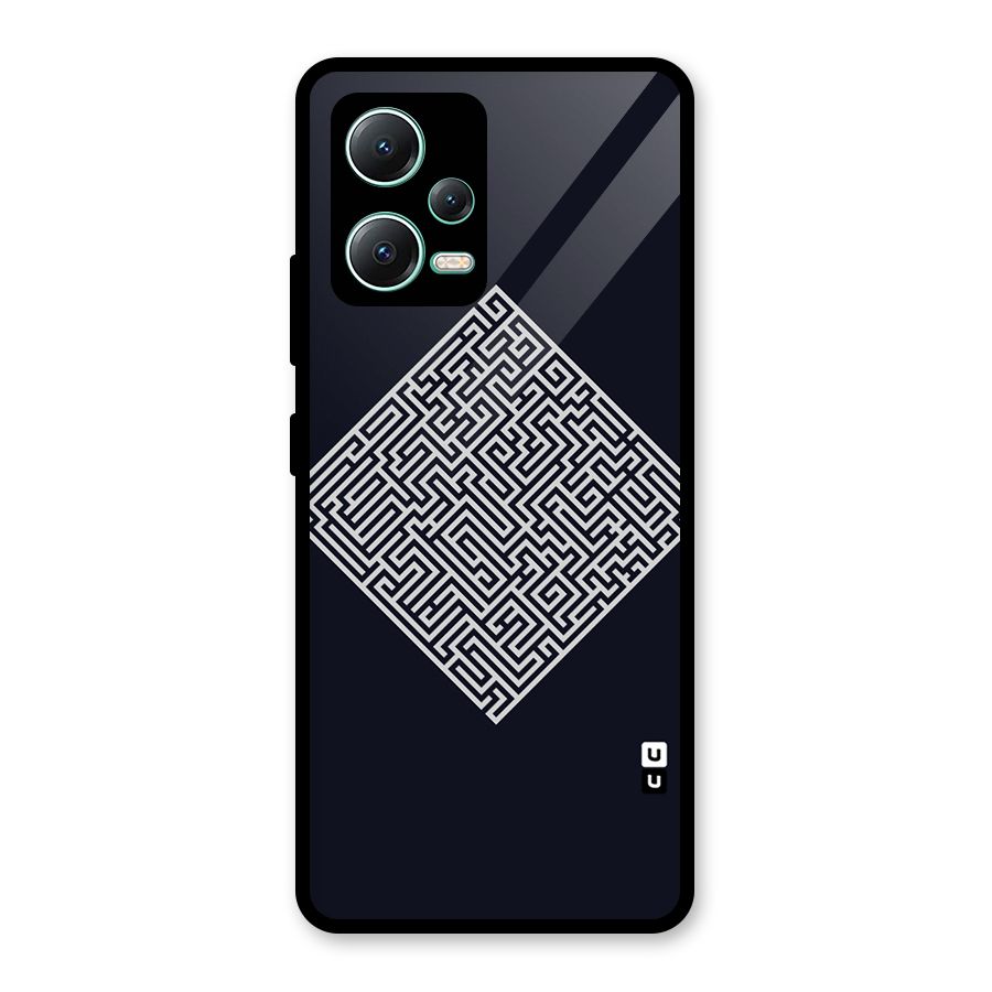 Minimal Maze Pattern Glass Back Case for Redmi Note 12 5G