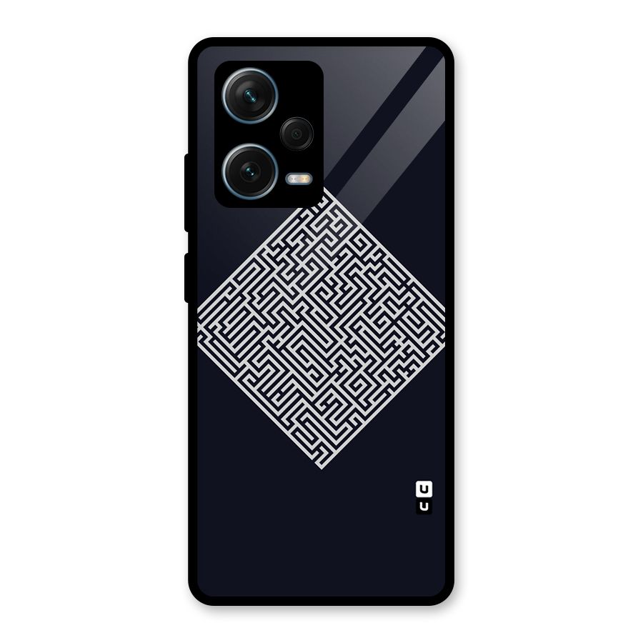 Minimal Maze Pattern Glass Back Case for Redmi Note 12 Pro Plus 5G