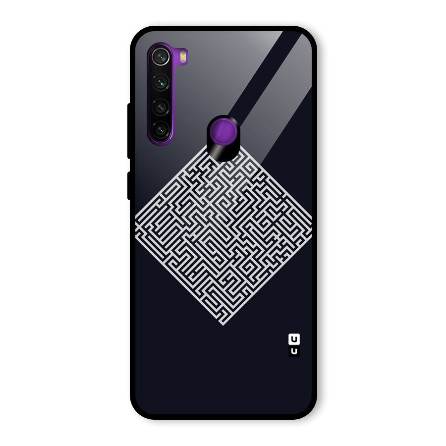 Minimal Maze Pattern Glass Back Case for Redmi Note 8