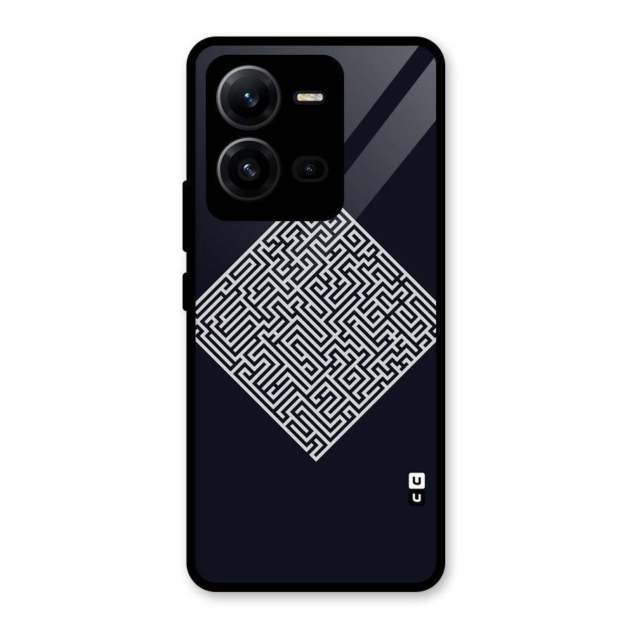 Minimal Maze Pattern Glass Back Case for Vivo V25