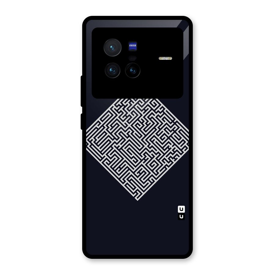 Minimal Maze Pattern Glass Back Case for Vivo X80