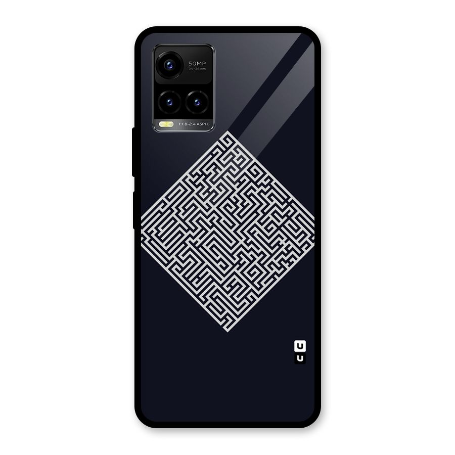 Minimal Maze Pattern Glass Back Case for Vivo Y21T