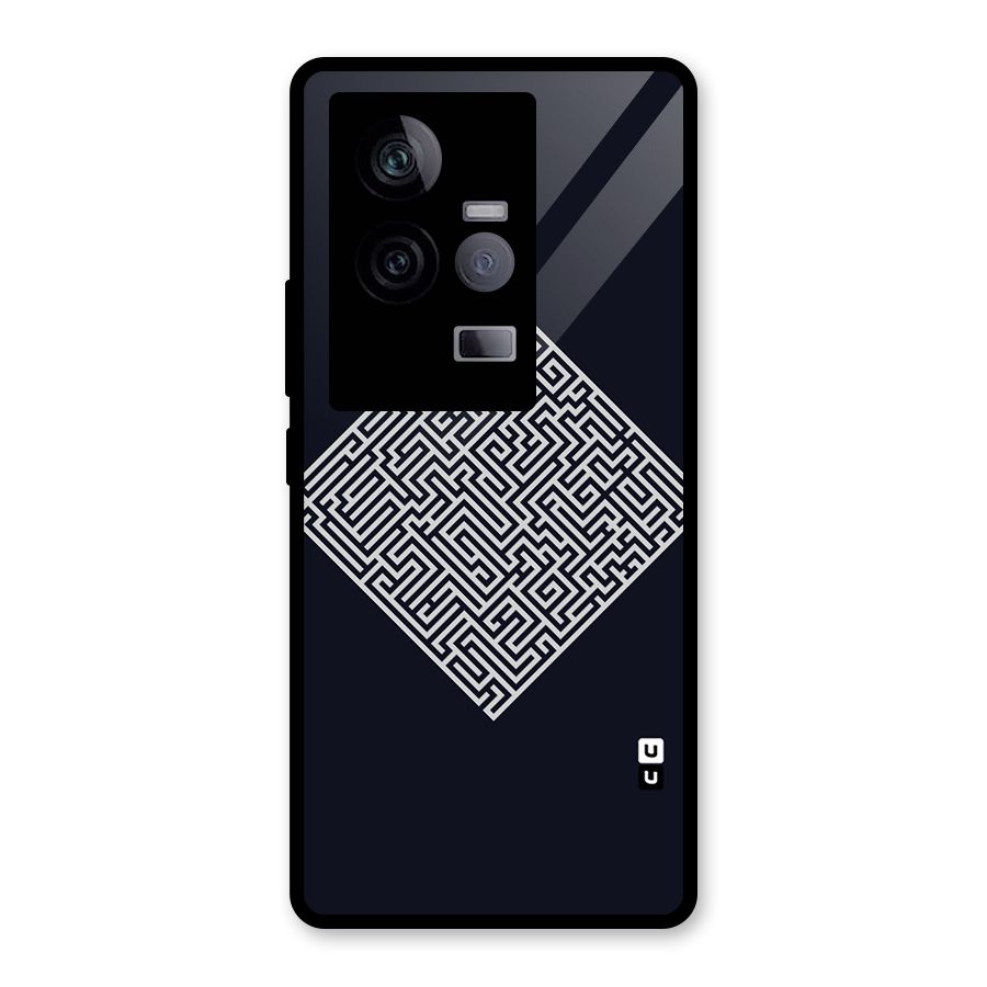 Minimal Maze Pattern Glass Back Case for Vivo iQOO 11 5G