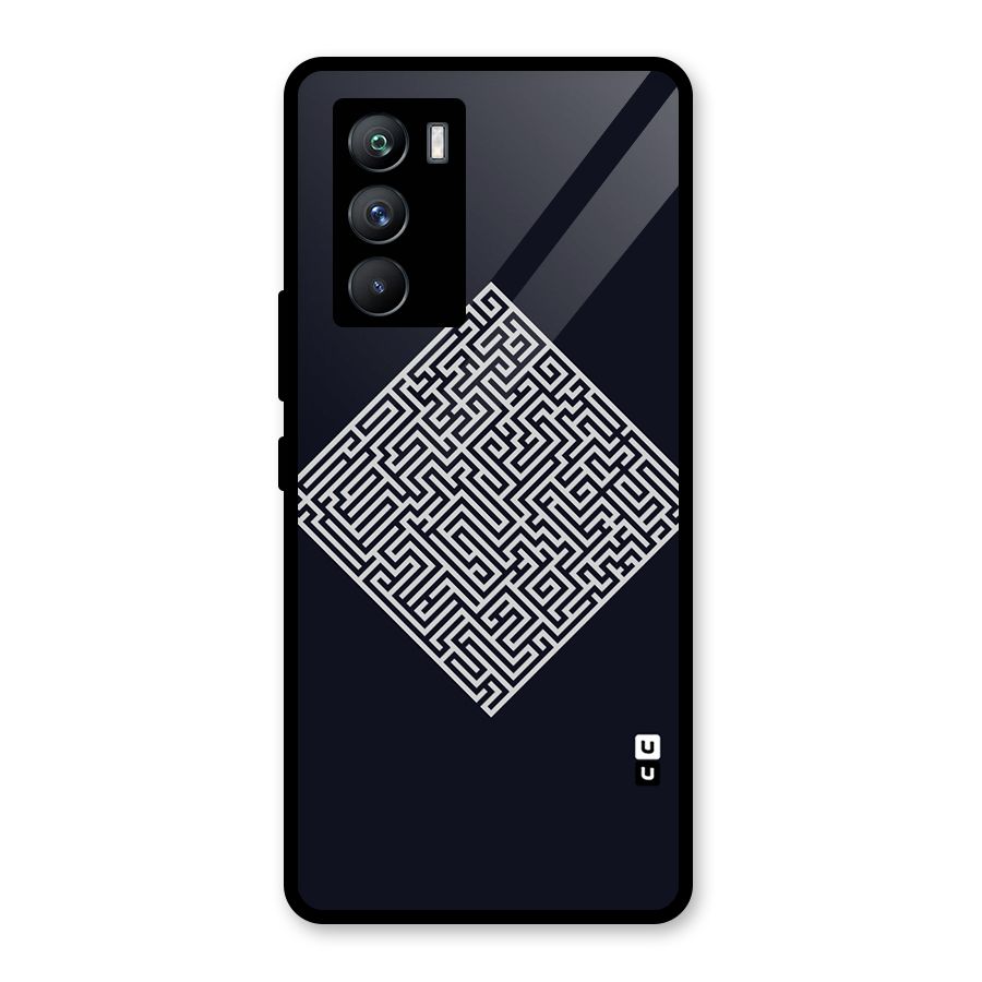 Minimal Maze Pattern Glass Back Case for Vivo iQOO 9 SE