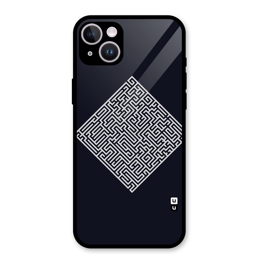 Minimal Maze Pattern Glass Back Case for iPhone 14 Plus