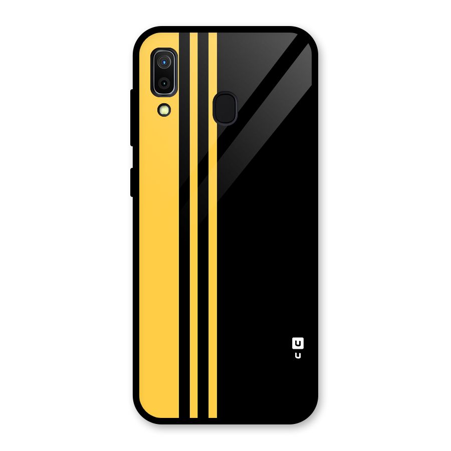 Minimal Yellow and Black Design Glass Back Case for Galaxy A30