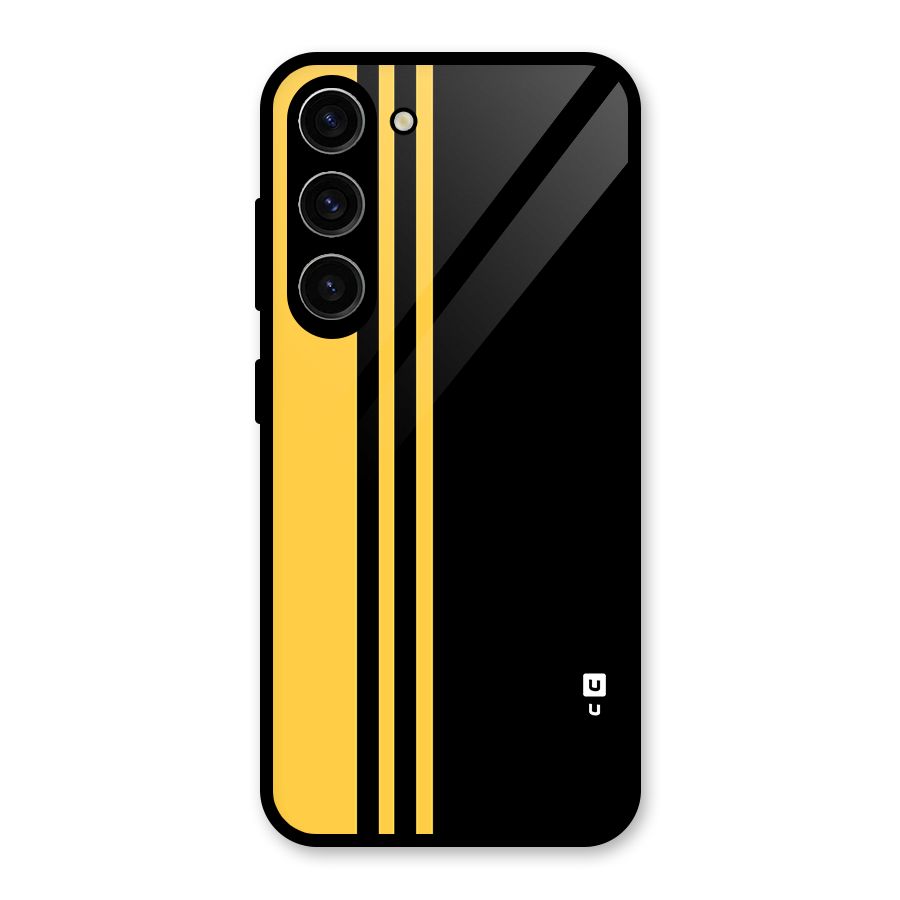 Minimal Yellow and Black Design Glass Back Case for Galaxy S23