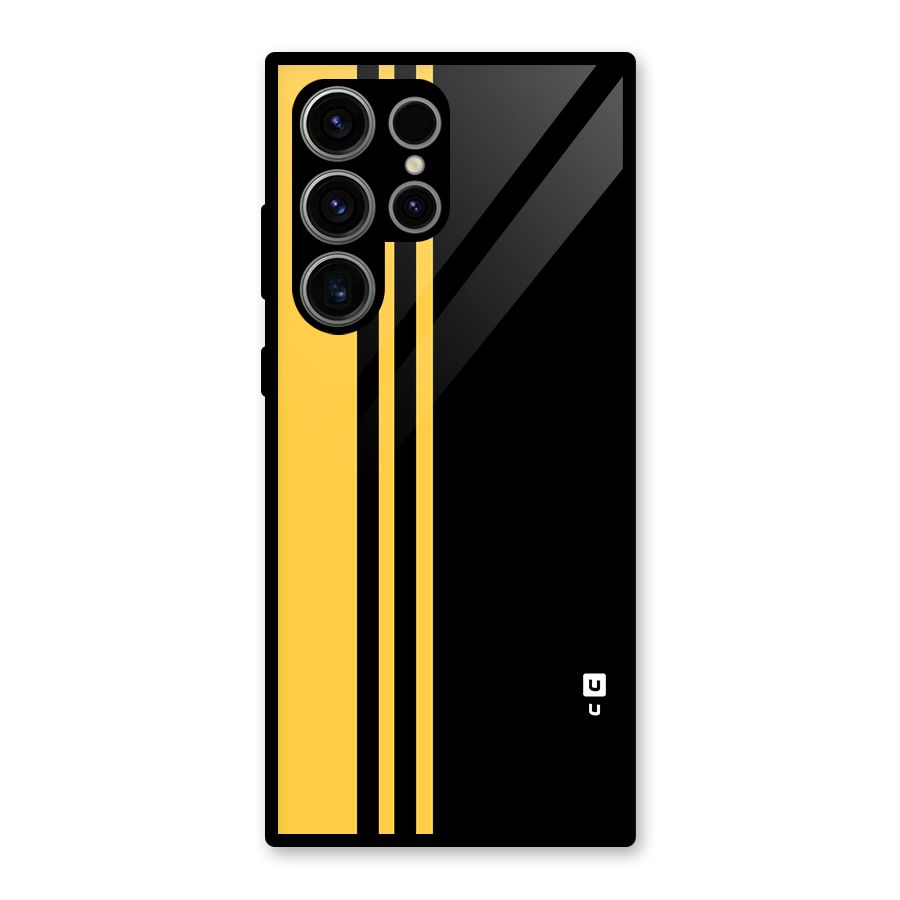 Minimal Yellow and Black Design Glass Back Case for Galaxy S23 Ultra