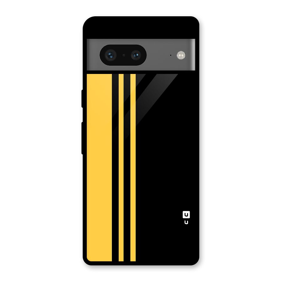 Minimal Yellow and Black Design Glass Back Case for Google Pixel 7