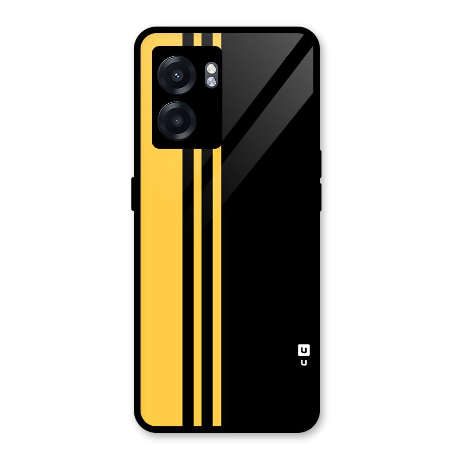 Minimal Yellow and Black Design Glass Back Case for Oppo K10 (5G)