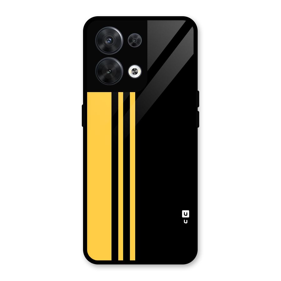 Minimal Yellow and Black Design Glass Back Case for Oppo Reno8 5G