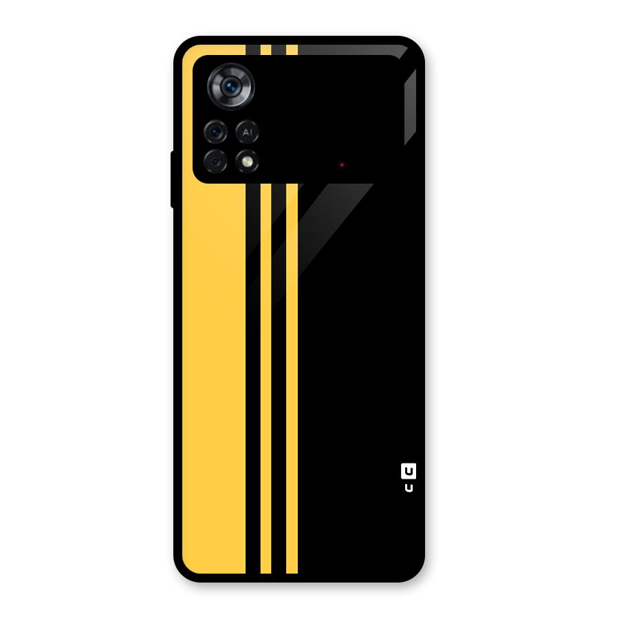 Minimal Yellow and Black Design Glass Back Case for Poco X4 Pro 5G