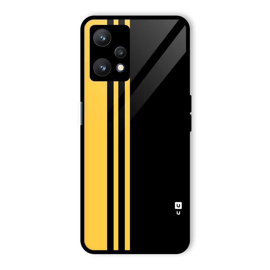 Minimal Yellow and Black Design Glass Back Case for Realme 9 Pro 5G