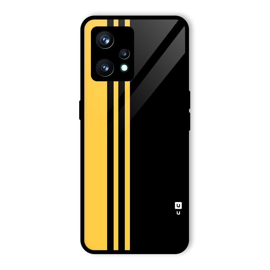 Minimal Yellow and Black Design Glass Back Case for Realme 9 Pro Plus 5G