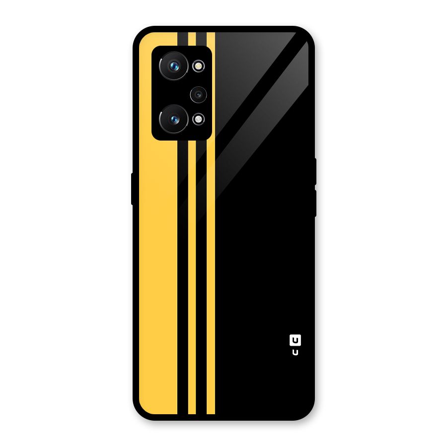 Minimal Yellow and Black Design Glass Back Case for Realme GT Neo 3T