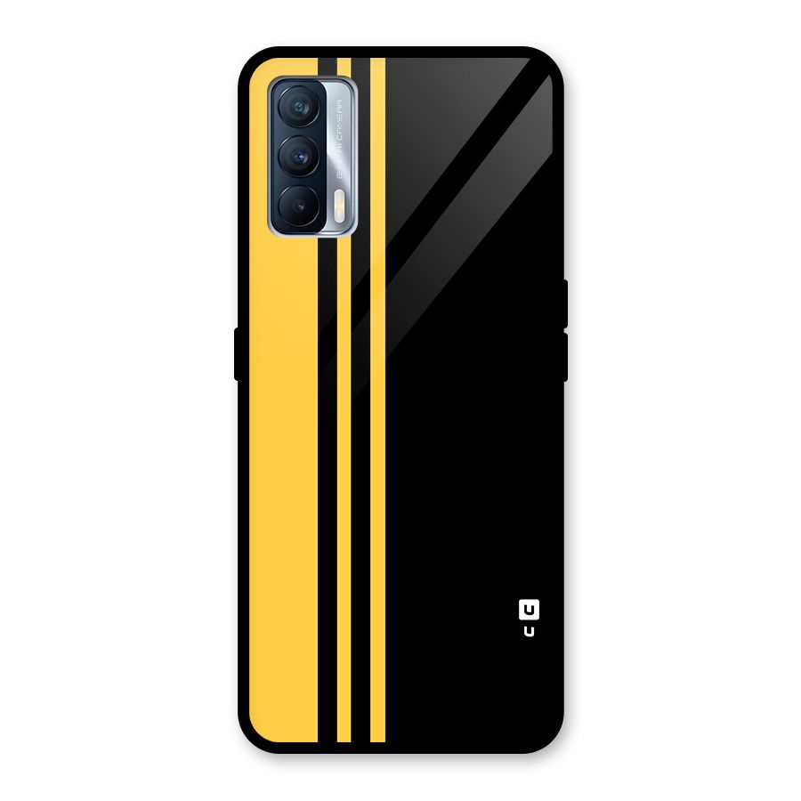 Minimal Yellow and Black Design Glass Back Case for Realme X7