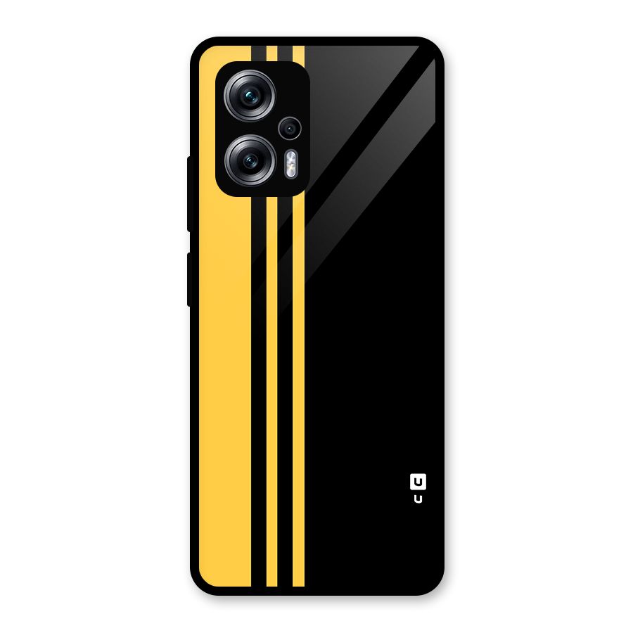 Minimal Yellow and Black Design Glass Back Case for Redmi K50i