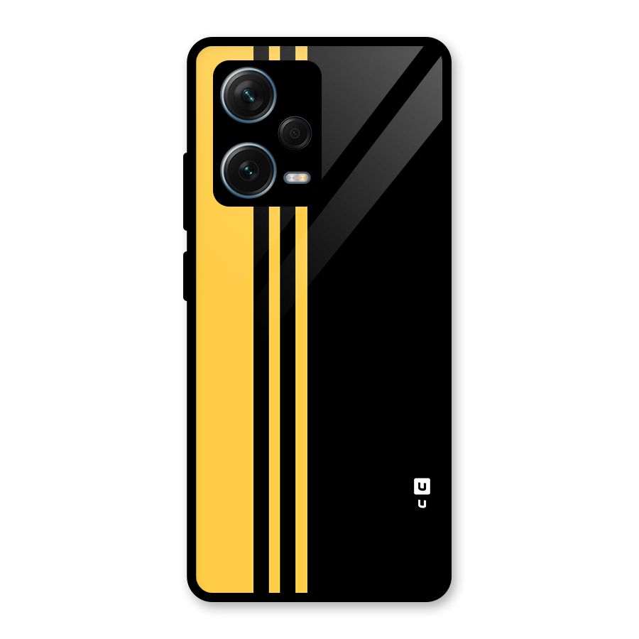 Minimal Yellow and Black Design Glass Back Case for Redmi Note 12 Pro Plus 5G