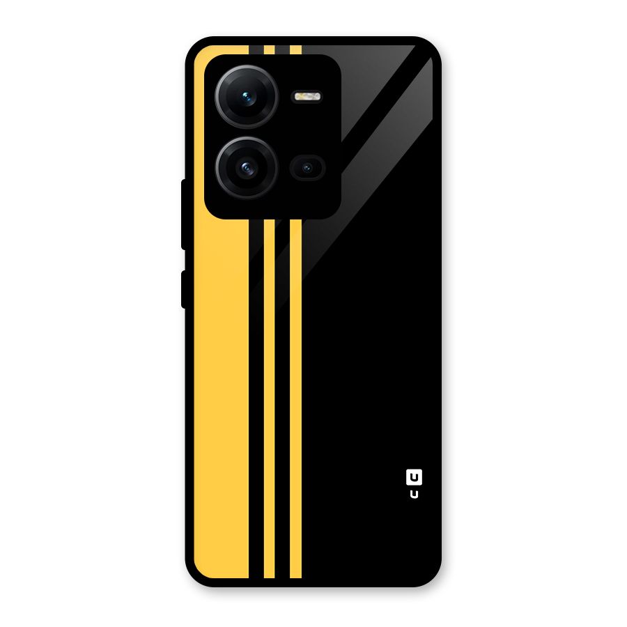 Minimal Yellow and Black Design Glass Back Case for Vivo V25