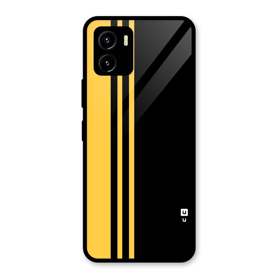 Minimal Yellow and Black Design Glass Back Case for Vivo Y15s