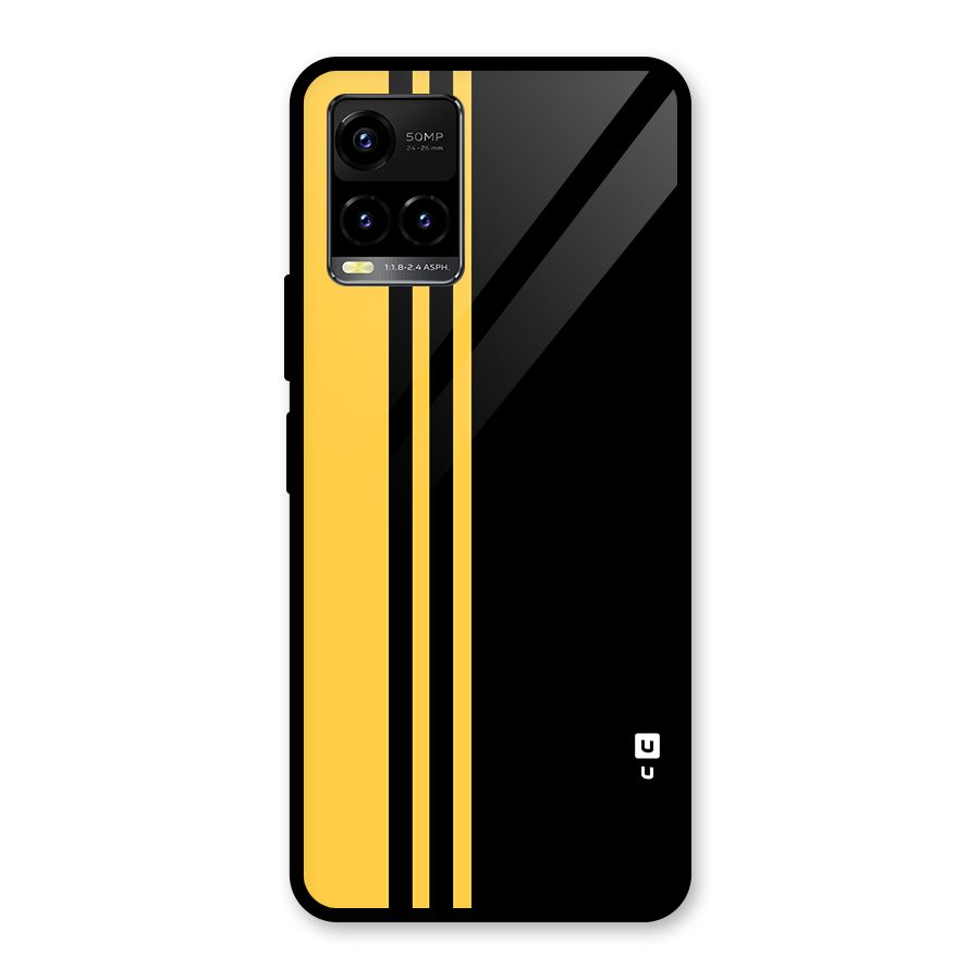 Minimal Yellow and Black Design Glass Back Case for Vivo Y21T